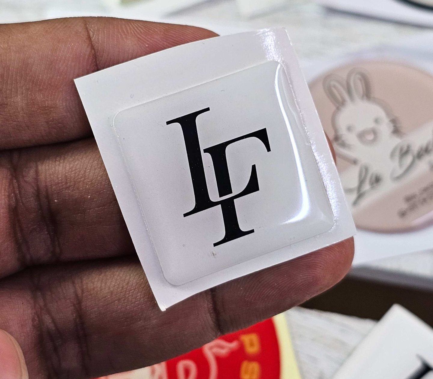 waterproof 3D logo stickers Dubai custom branded epoxy stickers abu Dhabi company logo epoxy stickers naif deira